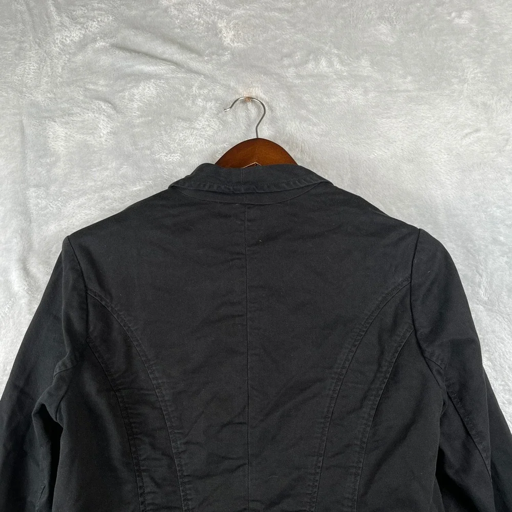Cabi Military Officer Jacket 10 Black Cotton Stretch Hook Eye Tailored Moto